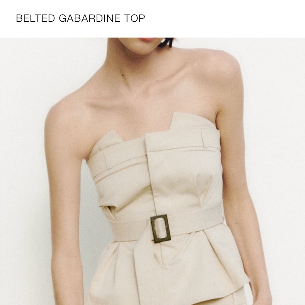 Zara belted gabardine tube top great condition. Worn once.
